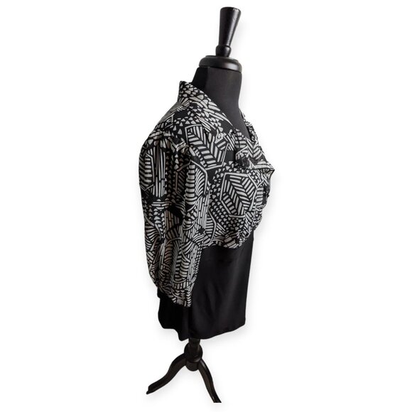 Studio 1940 Black & White Long Sleeve Top Size 14/16 - Picture 6 of 13